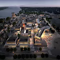Modern Industrial Park With Riverfront Green Spaces Modern Architecture And Open Plazas