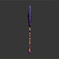 Fantasy Hammer 3D Render With Purple Blue Gradient Star Shaped Head And Orange Striped Handle