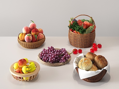 fruit vegetable rattan fruit basket fruit basket grape apple banana bread peach model