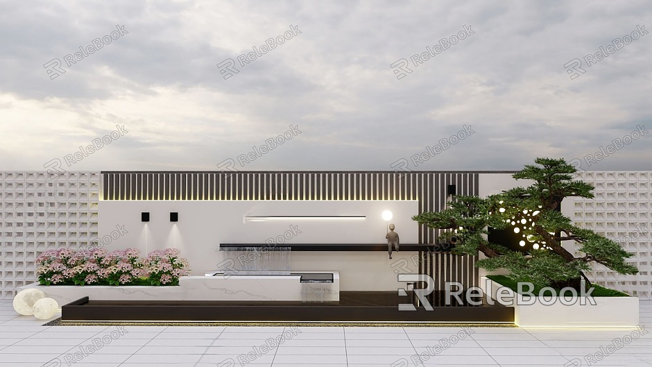 flowing water view wall model