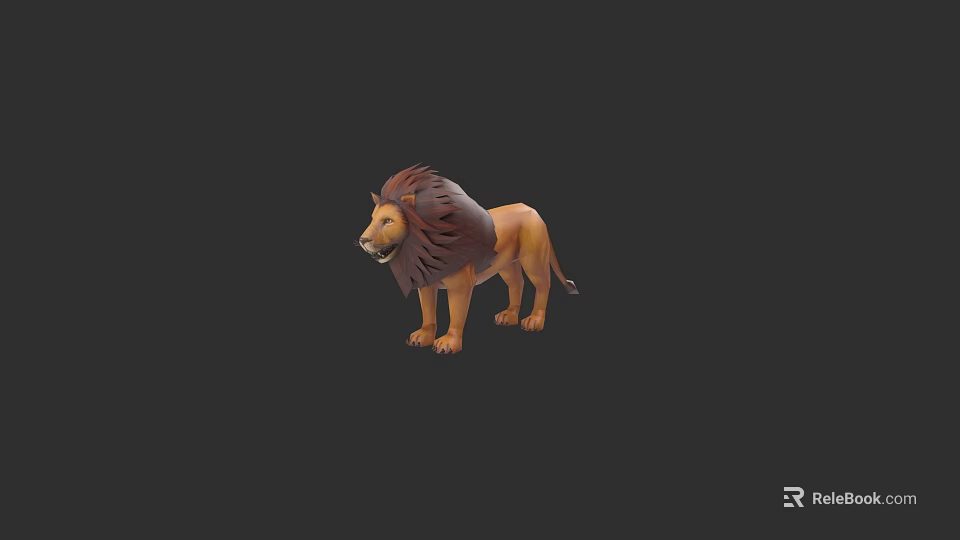 3D Lion Model Featuring Detailed Mane In Standing Pose Digital Render 3d model 