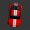 Red Sports Car Featuring White Stripes Racing Decals Rear Spoiler And Shiny Wheels