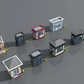 Various Small House And Kiosk Models With Different Roof Door Window Designs