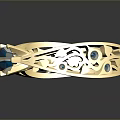 Exquisite Golden Ring With Intricate Hollow Design And Blue Gemstones