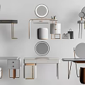 Modern Dressing Tables with Mirror Drawers and Stool Design Ideas 3d model