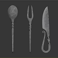 Handcrafted Metal Cutlery Set With Twisted Handle Spoon Fork And Knife