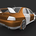 Mitsubishi Sporty Car With Orange And White Body Rear Spoiler And Alloy Wheels