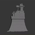 Traditional Stone Pagoda Architectural Model With Multi Tiered Structure And Carved Square Base