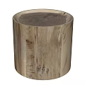 Natural Wood Side Table with Tree Stump Design and Wood Grain Texture for Rustic Decor