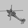Military Attack Helicopter With Weapons Rotor And Cockpit On Dark Background