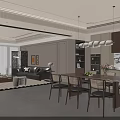 Modern Living And Dining Room Interior With Wooden Dining Table Sofa And Chandelier