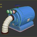 Modern Blue Computer Dust Collector Device With Flexible Hose And Top Adjustment Knob Design