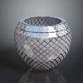 Modern Decorative Metal Vase With Geometric Woven Pattern And Silver Finish