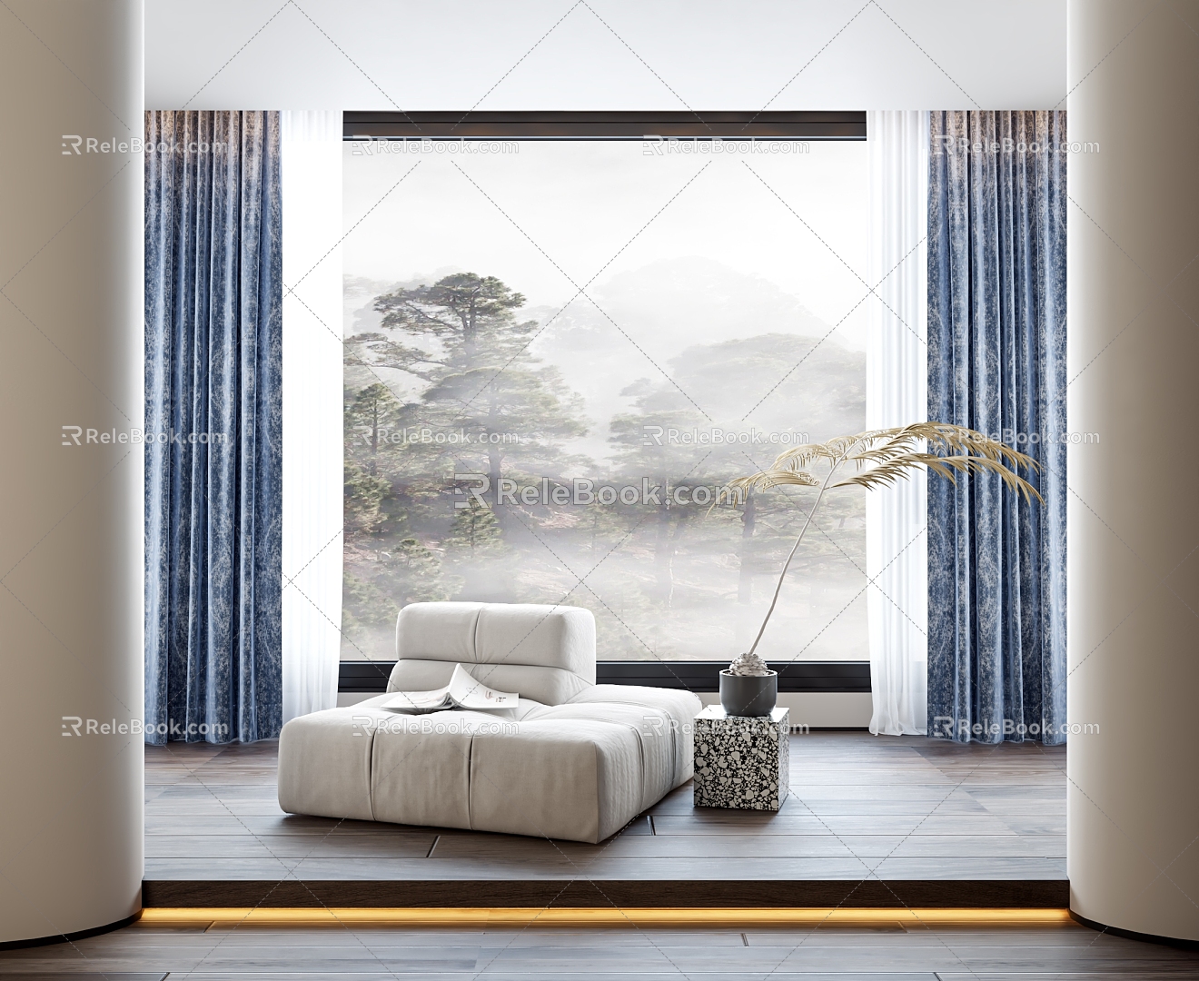 European style curtain 3d model