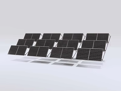 Industrial Solar Panels Arranged in Rows on Mounting Structure for Renewable Energy 3d model