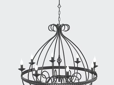Classic Iron Chandelier With Ornate Metal Frame And Candle Shaped Lights 3d model