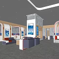 Modern Service Hall With Open Layout Waiting Area Information Screens And Marble Flooring