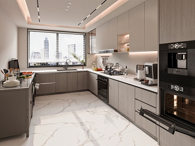 modern cream kitchen model