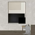 Abstract Wall Art In Minimalist Interior With Gray Wall And Small Table Decor 3d model