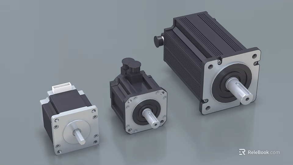 Industrial Equipment Precision Electric Motors Available In Three Different Sizes 3d model 