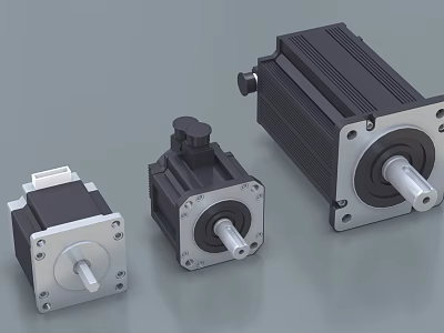 Industrial Equipment Precision Electric Motors Available In Three Different Sizes 3d model