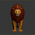 3D Animated Game Movie Character Lion with Red Mane and Orange Body Design