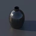 Black Ceramic Vase With Rounded Shape Glossy Finish On Gray Background 3d model