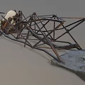Rusted Vintage Metal Mechanical Structure With Industrial Framework And Components 3d model