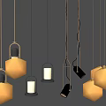Modern Pendant Lights With Various Designs And Metallic Frames For Home Decor 3d model