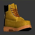Yellow Suede High Top Boots With Red Laces And Orange Sole For Daily Wear