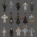 Diverse Game and Movie Character Designs Featuring Traditional and Modern Costumes 3d model