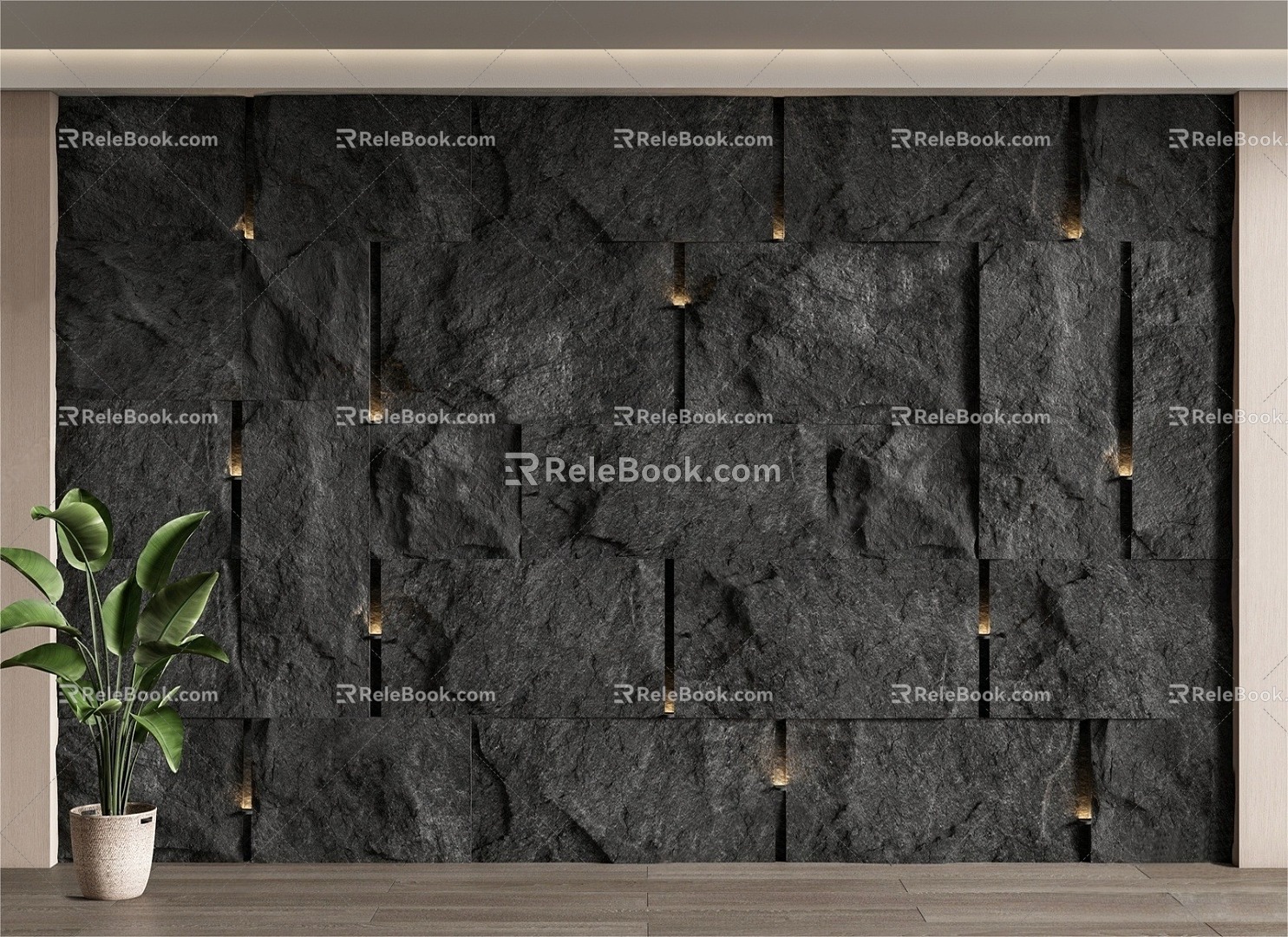 Modern stone background wall 3d model