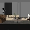 Modern Sofa Coffee Table Combination Fabric Sofa Combination 3d model