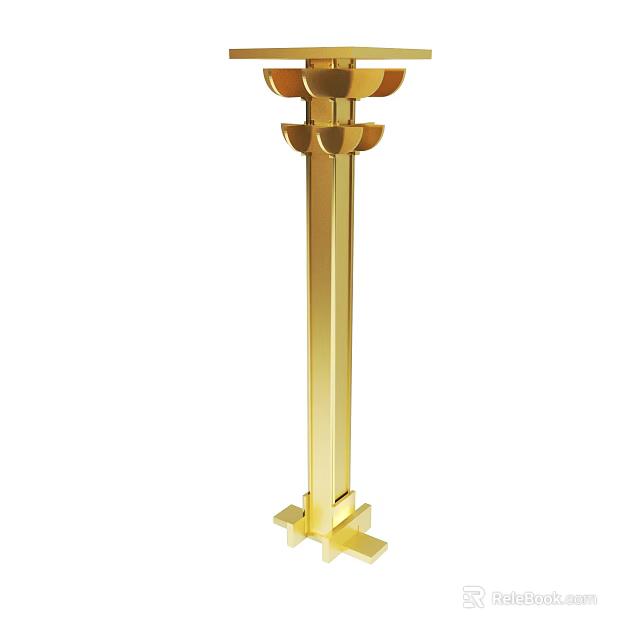 Golden Decorative Column With Ornate Top Design And Modern Structure 3d model