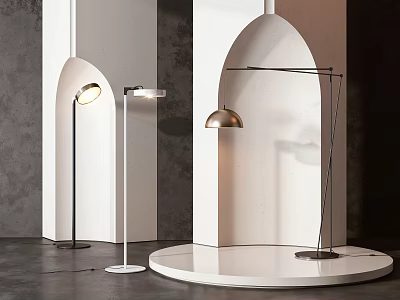 Modern Floor Lamps In Minimalist Interior Space 3d model