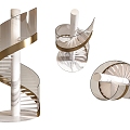 Glass revolving stair guardrail stair hard fitting 3d model