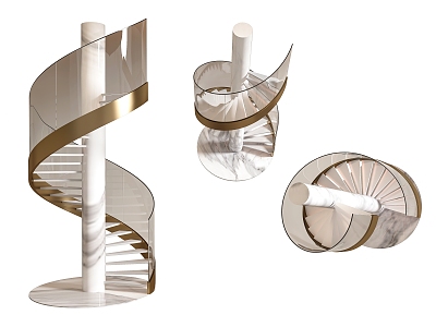 Glass revolving stair guardrail stair hard fitting 3d model