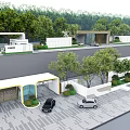 Modern Entrance Gate Design With White Wall Greenery And Car In Front