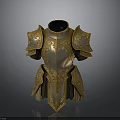 Medieval Weapon Armor With Golden Silver Intricate Patterns Chest Plate And Shoulder Guards