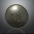 Ancient Historical Shield With Circular Design Intricate Patterns Metal Rivets And Golden Border