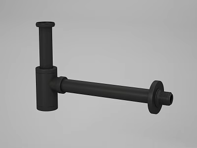 Black Metal Kitchenware Pipe Component With Horizontal And Vertical Sections 3d model