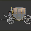 Elegant Blue and Gold Vintage Carriage with Silver Wheels Golden Lamps and Red Seats