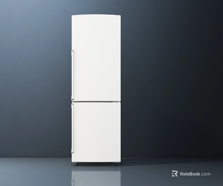 Modern White Double Door Refrigerator Freezer With Sleek Design In Dark Background 3d model 