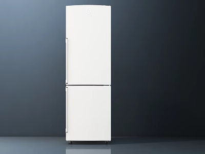 Modern White Double Door Refrigerator Freezer With Sleek Design In Dark Background 3d model