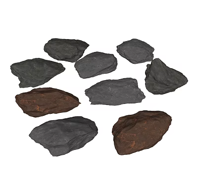 Natural Stone and Wood Pieces With Various Shapes and Color Tones 3d model