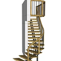 Spiral Wooden Staircase With Black Railings In Modern Interior Design