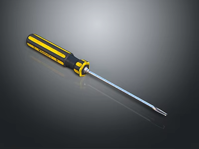 Yellow And Black Handle Screwdriver With Metal Shaft And Ergonomic Grip 3d model