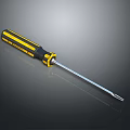 Yellow And Black Handle Screwdriver With Metal Shaft And Ergonomic Grip 3d model