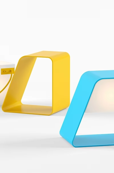 Unique Shaped Modern Geometric Table Lamps in Yellow and Blue for Interior Decor 3d model