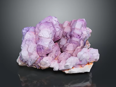 Natural Purple Amethyst Crystal Cluster With Crystalline Structure And Shiny Surface 3d model